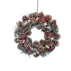 5020244274031 1 Festive 36cm Snowy Pinecone Bells Christmas Wreath.jpg
